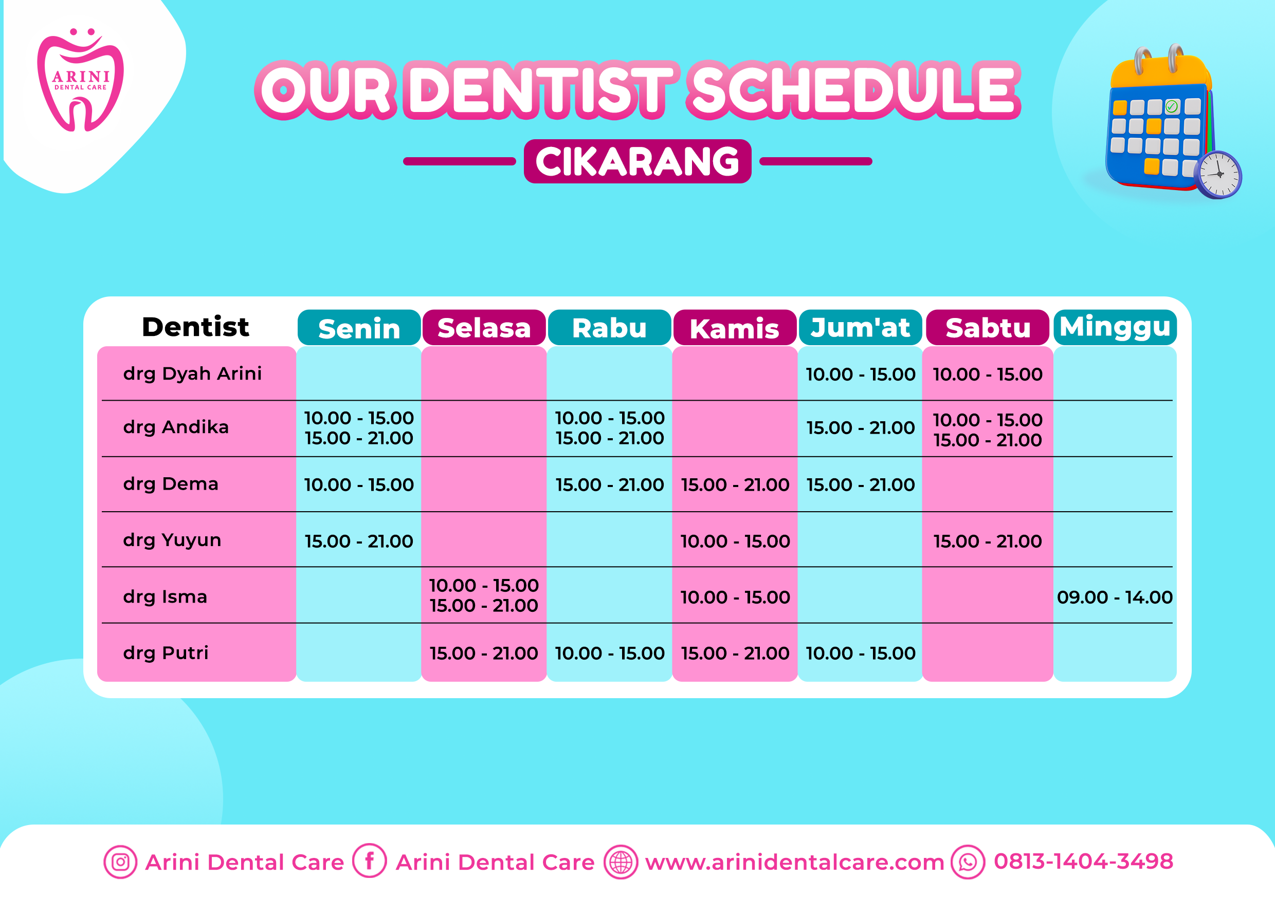 jadwal dokter Arini Dental Care Cikarang
