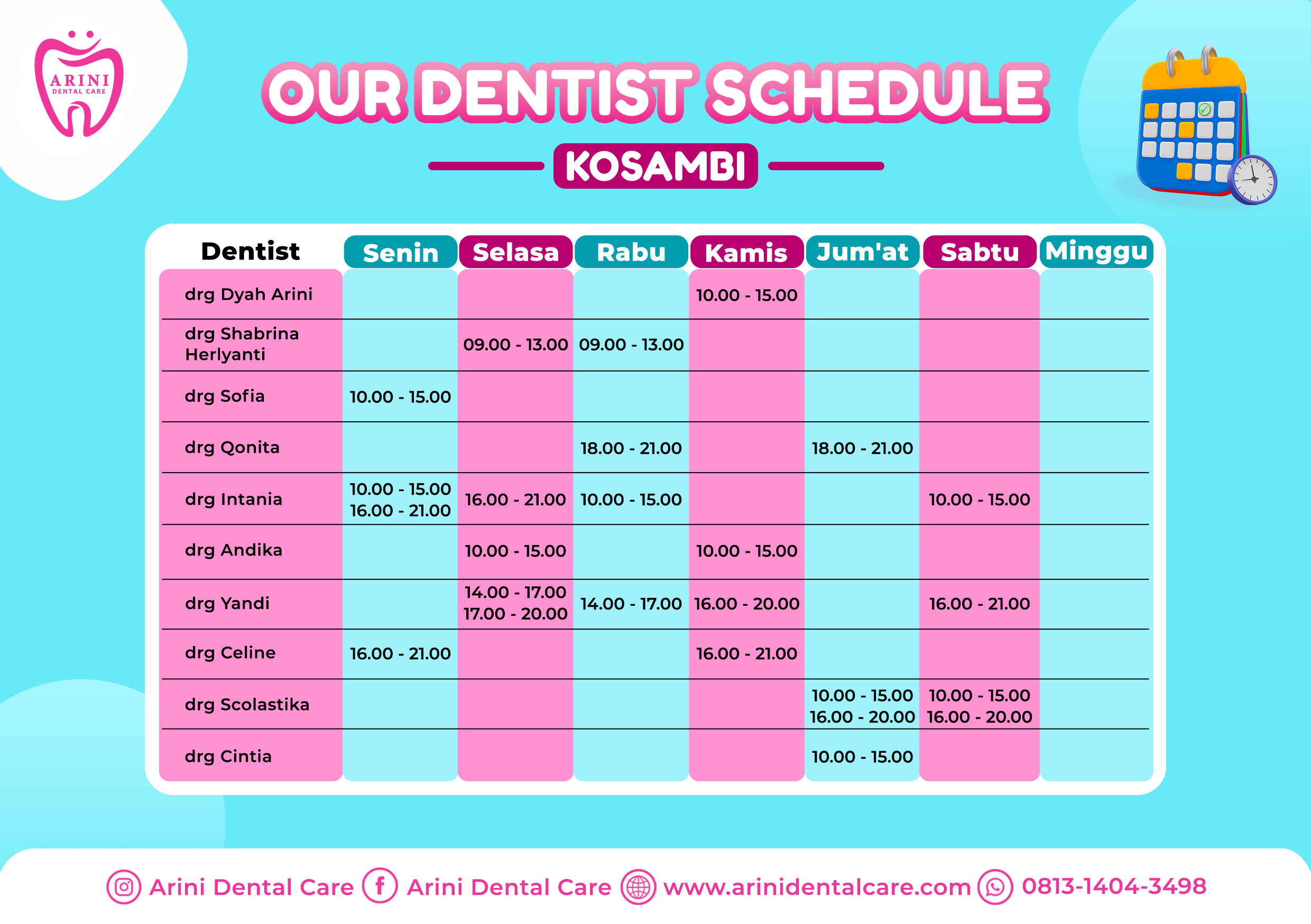 jadwal dokter Arini Dental Care Kosambi Karawang